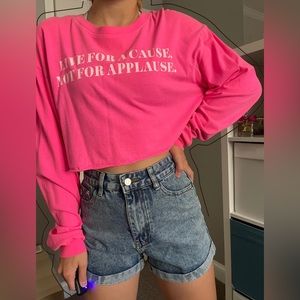 Hot pink long sleeve crop top